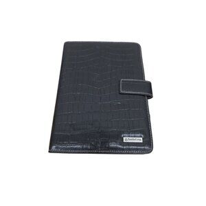 FRANKLIN COVEY Small Note Pad Folio Portfolio Black Faux Leather Crocodile Cover